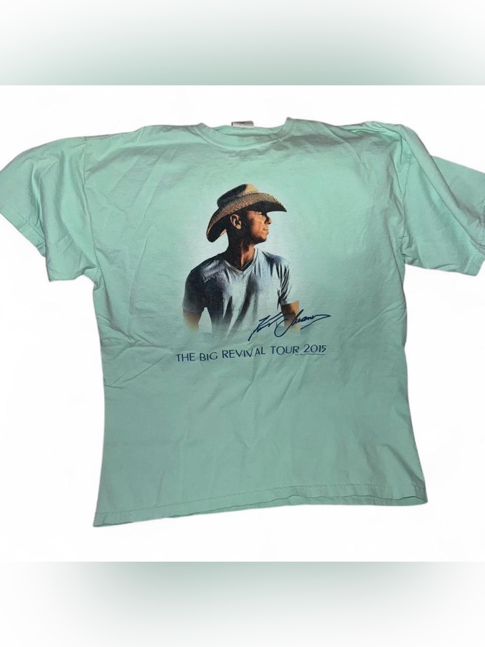 Kenny Chesney 2015 The Big Revival Tour Mint Green Comfort Colors Tee Sz XL